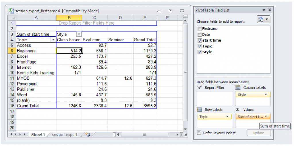 Microsoft Excel Online Course 308 - pivot table value field settings