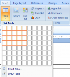 Microsoft Word Training Courses - Insert Tables