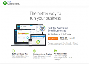 Intuit QuickBooks Google Ad with buy now button