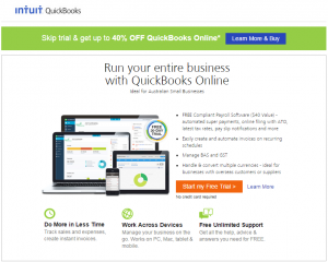 Intuit QuickBooks Google Ad with free trial button