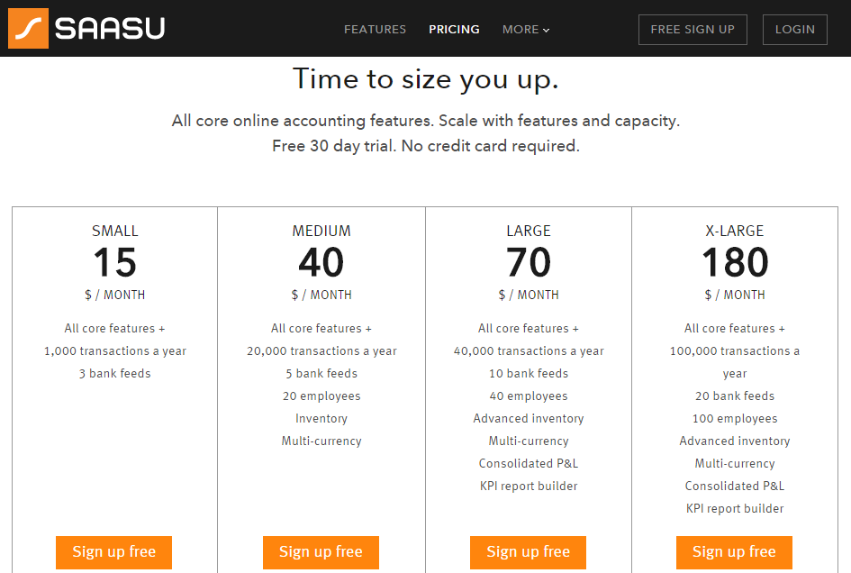 SAASU online cloud accounting free trial and prices