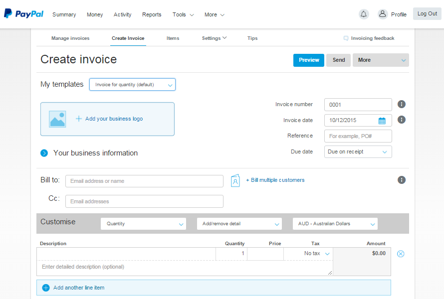 which online invoicing use paypal business