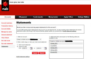 NAB is too old, statements are hard to get and customer service needs to change with statement search