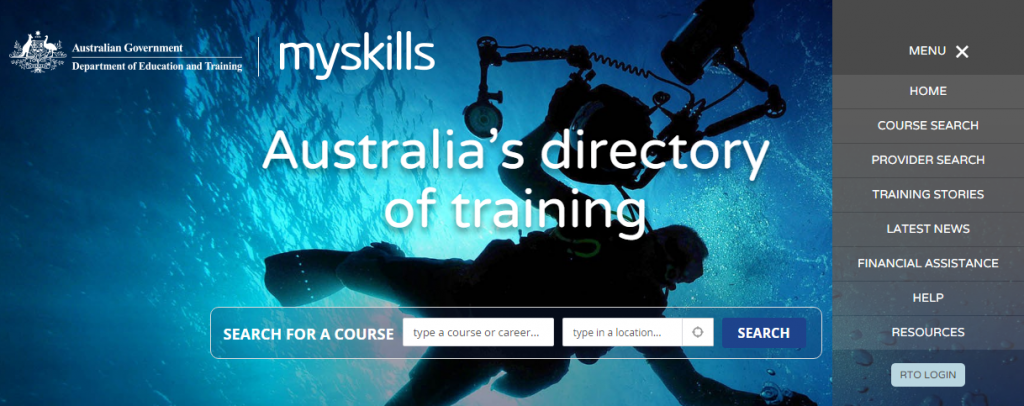 Federal Government Department of Education and Training myskills website check on RTOs and accredited courses