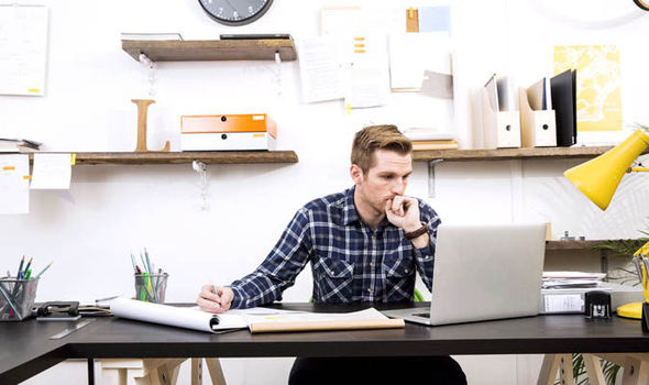 man working at desk