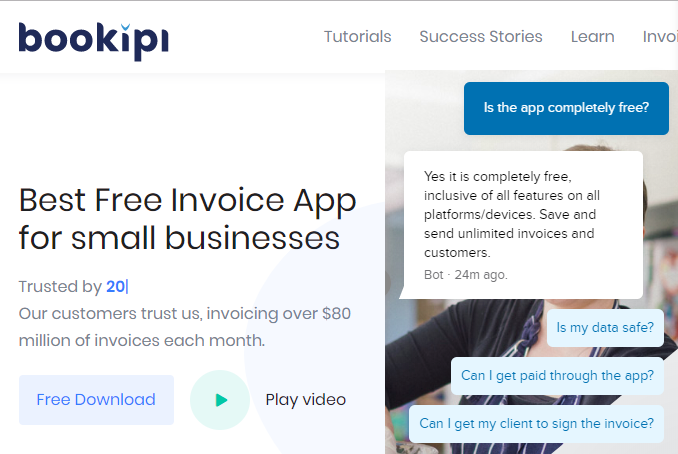 Bookipi and Payroller - getting paid through app and customer signing the invoice - free accounting courses