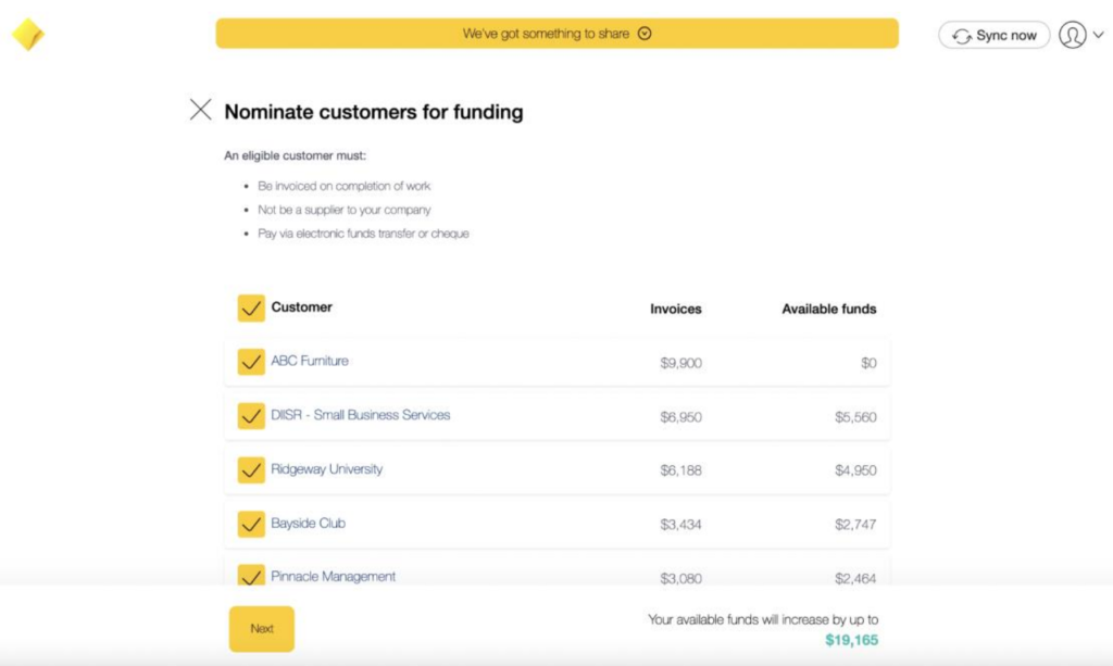 Stream Working Capital nominate invoices to borrow against