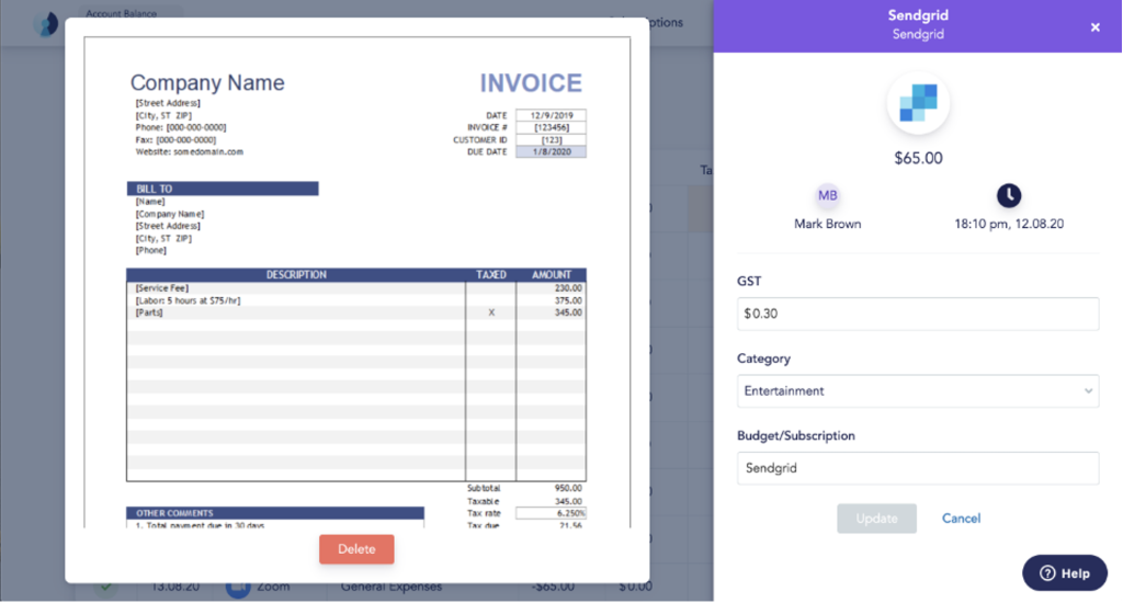 Invoicing and automatic bill payments 