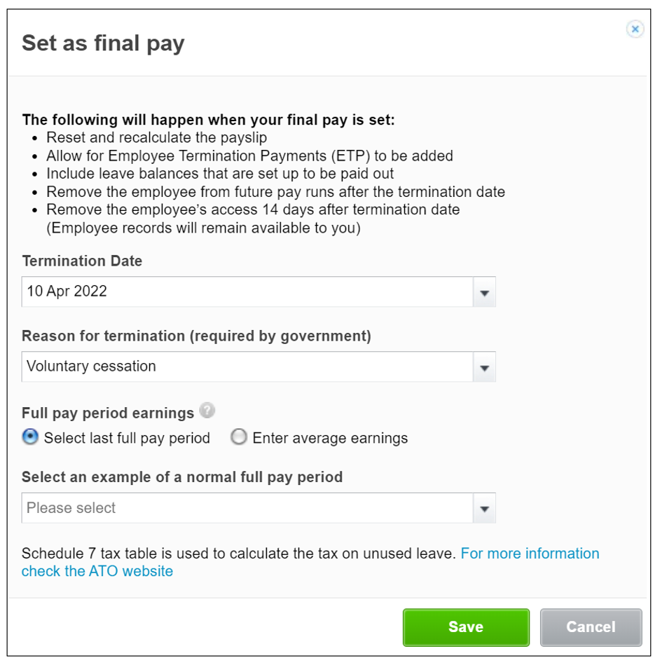 performing a final pay run for terminated employee in Xero Payroll Training Course