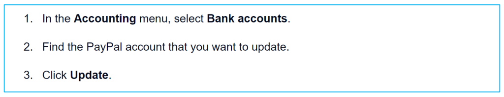 PayPal existing feed steps to upgrade