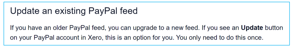 PayPal existing feed upgrade how-to