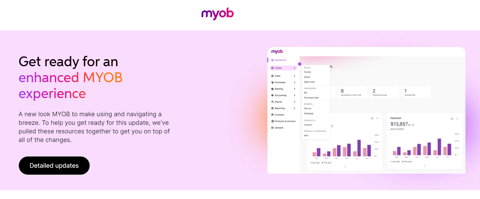 New MYOB training course navigation features in 2024